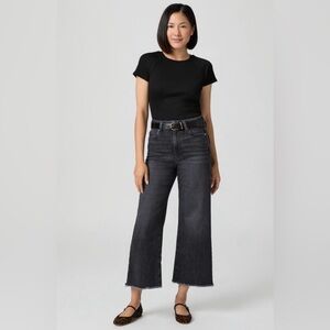 Paige Anessa Wide-Leg Jeans, Black Lotus, size 25